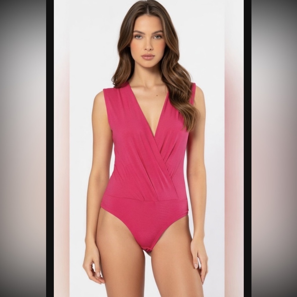 Bebe Pink Wrap Body Suit - Small